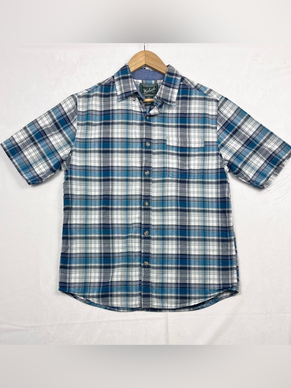 Woolrich Organic Cotton Plaid Short Sleeve Button-Up Shirt Size Medium